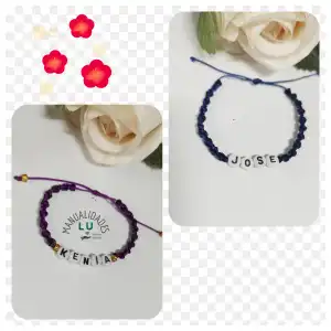Pulsera macrame tejida con nombres personalizados miniatura 1