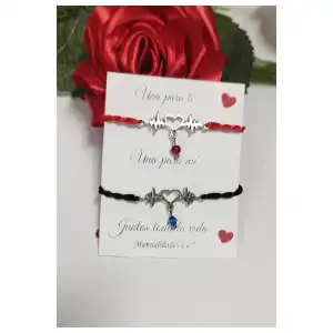 Pulsera macrame tejida con conector metálico para parejas miniatura 3