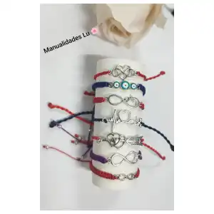 Pulsera macrame tejida con conector metálico para parejas miniatura 4