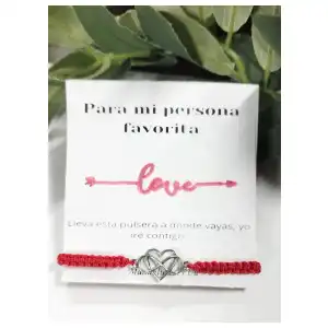 Pulseras macramé tejidas con conector metálico y postales para parejas miniatura 1
