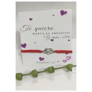 Pulseras macramé tejidas con conector metálico y postales para parejas miniatura 2