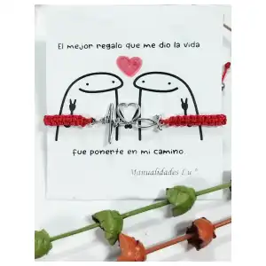 Pulseras macramé tejidas con conector metálico y postales para parejas miniatura 3
